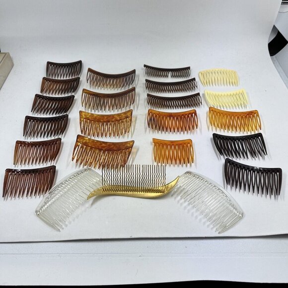 Goody Vintage Hair Combs Set Of 22 Brown White Clear Tortoise 80s Grandma - Picture 11 of 11